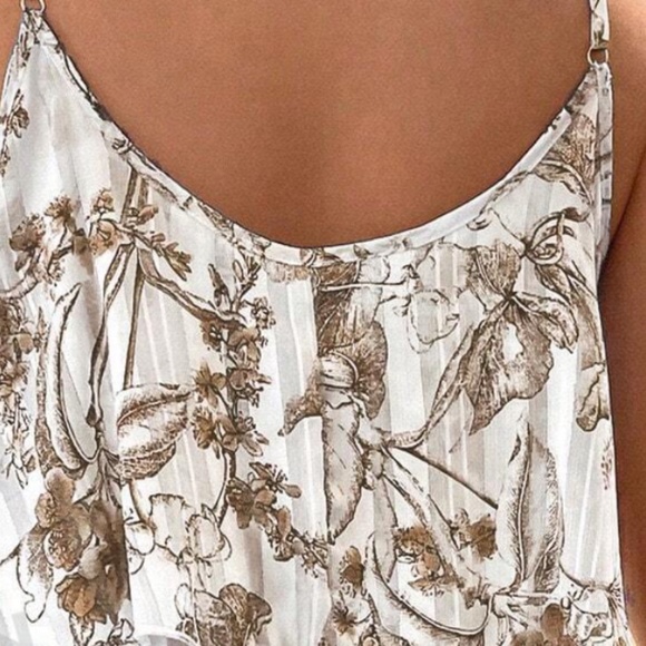 Plus Size Floral Tropical Print Striped Cami Ruffle Top - Picture 5 of 7